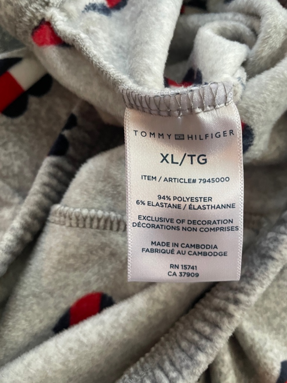 TOMMY HILFIGER Light Gray Soft Cozy Whimsical Heart Print Lounge Pajama Pants - Picture 4 of 6